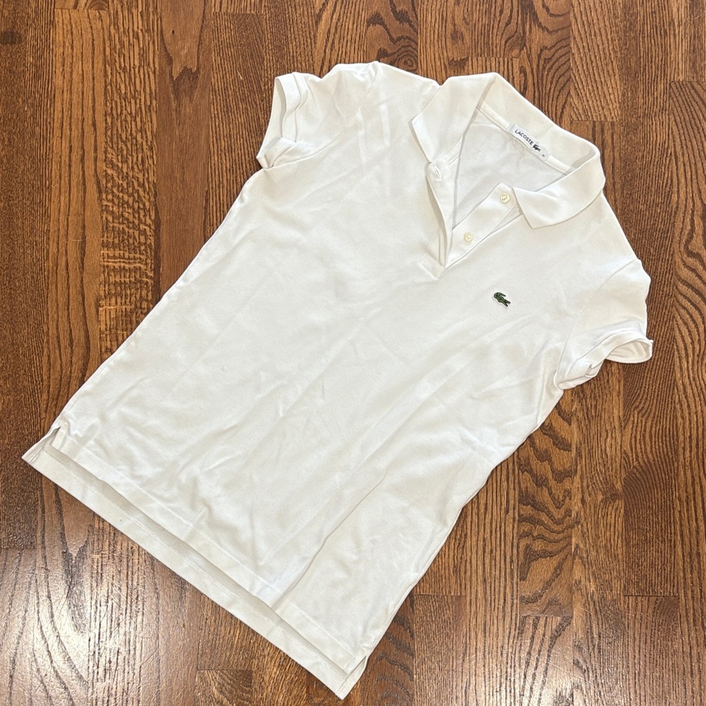 Lacoste White Polo Shirt with Green Logo